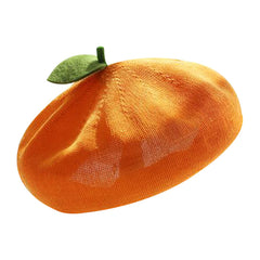 Small Leaf Beret Hat Orange Breathable Beret Gift For Her