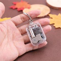 Mini Music Box Keyring Acrylic Travel Key Ring Purse Backpack Charm Gift