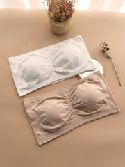 2 Pack Plus Size Tube Bra Set Bandeau Solid Stay Put Removable Pad Women's Plus