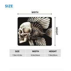 Skull Fish Pattern Mouse Pad 24x20cm for Games Home Office Non-slip Rubber
