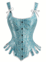 Jacquard Tank Corset Bustier Tummy Control Lace Up Sleeveless Body Shaper