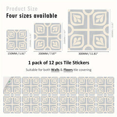 12pcs Nordic Style Floor Stickers Waterproof Self Adhesive Tile Stickers