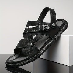 Men's Solid Open Toe Strap Sandals Rubber Sole Anti-skid Slip-On