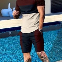 Men's Tracksuit Shirt & Shorts Set For Sports Running Plus Size