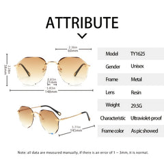 Multicolor Frameless Metal Gradient Sunglasses With Case