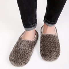 Soft Plush Cozy House Slippers Anti-skid Slip-on Shoes for Men