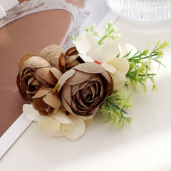 Rustic Rose Boutonniere with Twine Tie Romantic Corsage for Groom Wedding