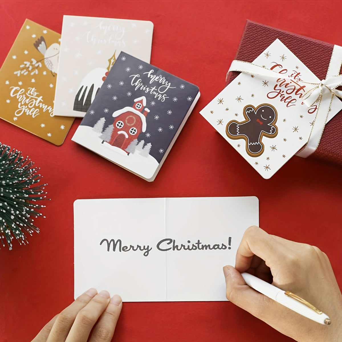 12pcs Christmas Cards Mini Thank You Blessings Greeting Cards