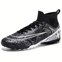 Boys' High Top Turf Football Boots Lace Up TF Soccer Cleats