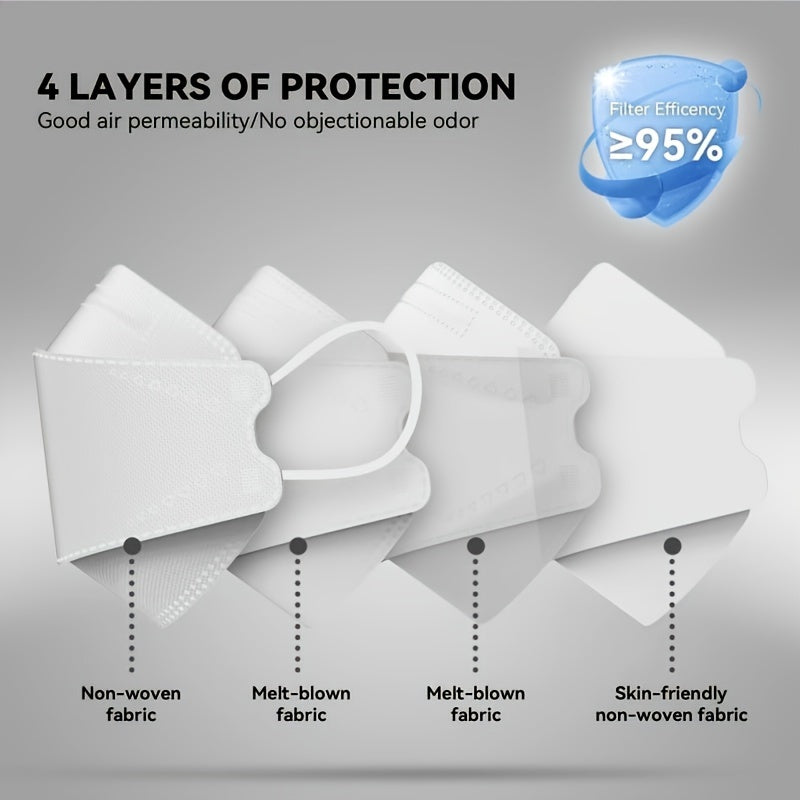 50pcs KN95 Disposable Face Masks For Adults & Teens Tri Fold Cup 3D