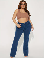 Flared Leg Stretch Denim Pants