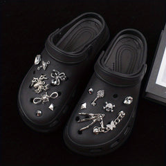 Punk Hole Shoe Accessories Rhinestone Spider Shoes Flower 14pcs