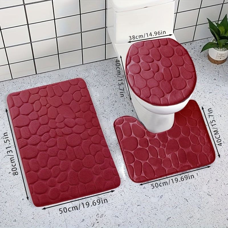 Soft and Absorbent U Shaped Bathroom Rug Non Slip Toilet Mat