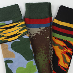3 Pairs Multicolored Striped Socks Novelty & Funny Pattern Street Socks