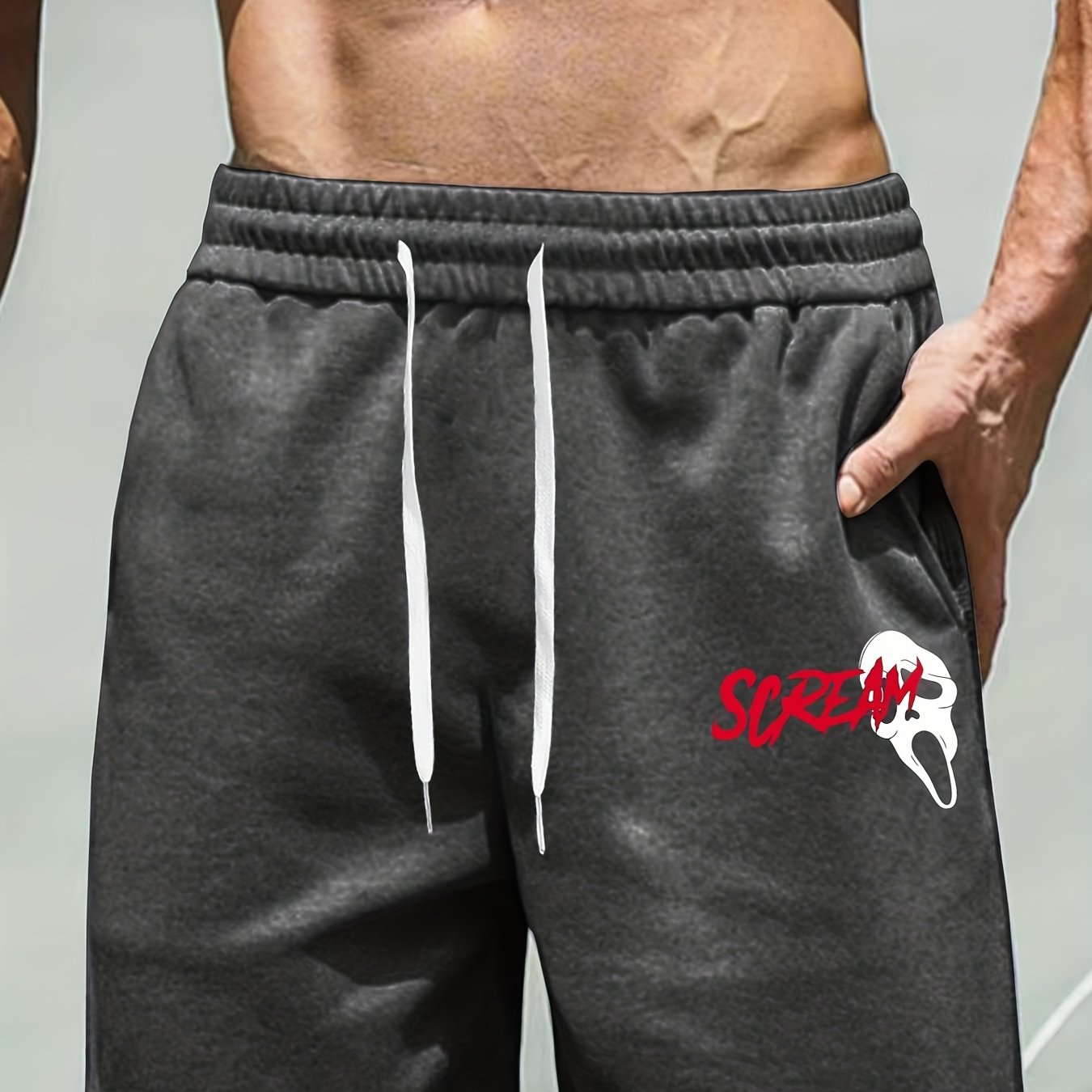 Men's Scream & Ghost Face Print Comfy Shorts