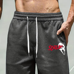 Men's Scream & Ghost Face Print Comfy Shorts