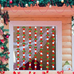 Winter Birthday Decorations: Felt Flowers, Pom Poms, Red Balls, Green Leaves