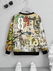 Street Style Pattern Sweatshirt For Kids Pullover Long Sleeve Top