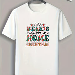 Christmas Letter Print Men's Sports T-shirt - Gift for Fitness Enthusiasts