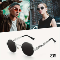 Retro Steampunk Round Metal Polarized Sunglasses