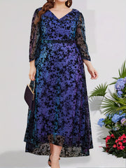 Floral Embroidered V Neck Maxi Dress