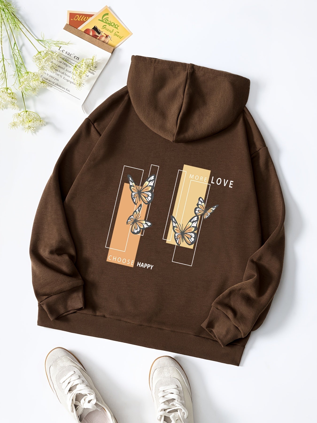 Print Casual Sweatshirt Drawstring Hoodie Women's Clothing