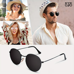 EYEOJO Round Polarized Sunglasses Retro Circle Sunglasses