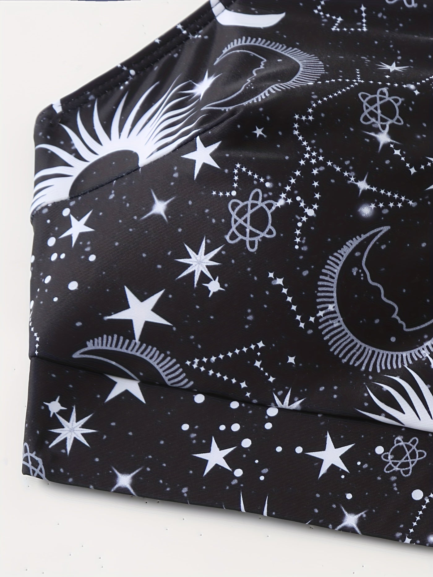 Sun & Moon Print Racer Back Bikini Top Plus Size