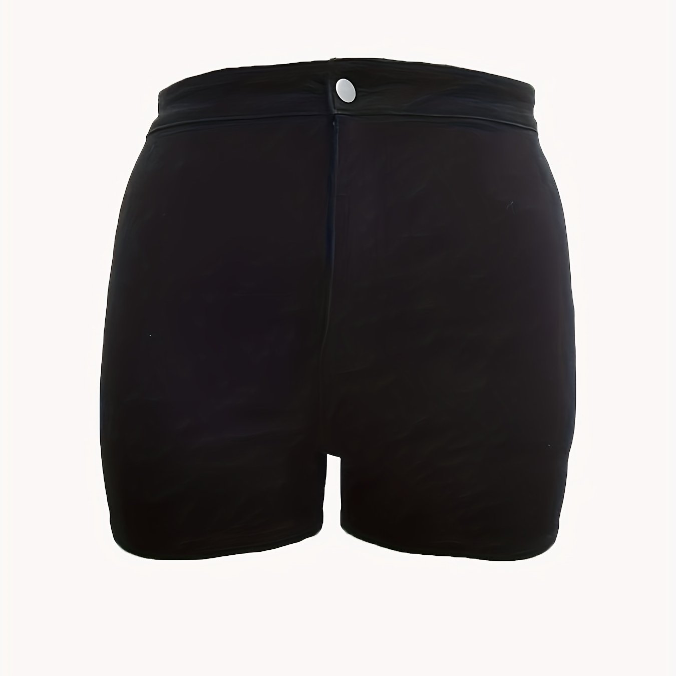 Plus Size Solid High Rise Stretch Denim Shorts