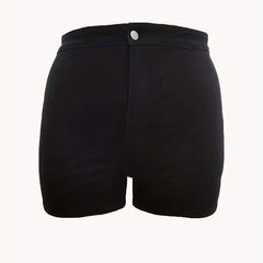 Plus Size Solid High Rise Stretch Denim Shorts