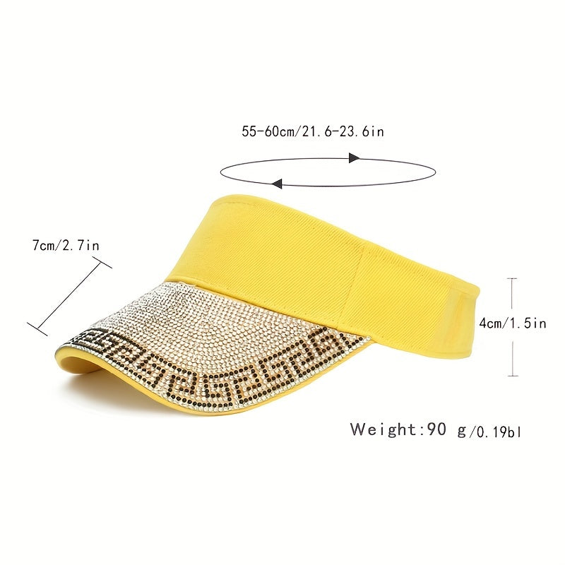 Geometric Rhinestone Visor Hat Solid Sun Hat Casual Golf Baseball Cap