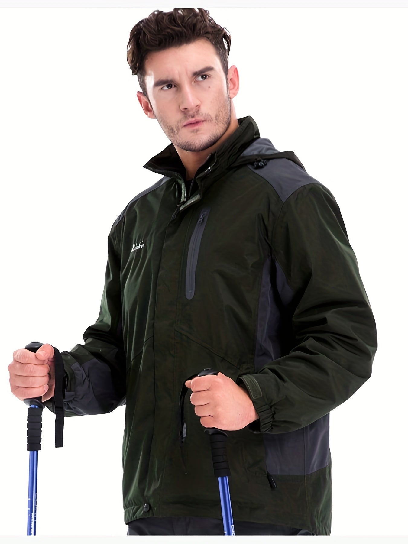 Men's Thermal Fleece Skiing Hooded Jacket Windproof & Waterproof Windbreaker