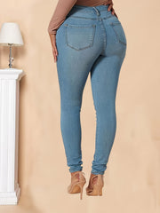 High Rise Skinny Jeans Women's Plus Denim Pants