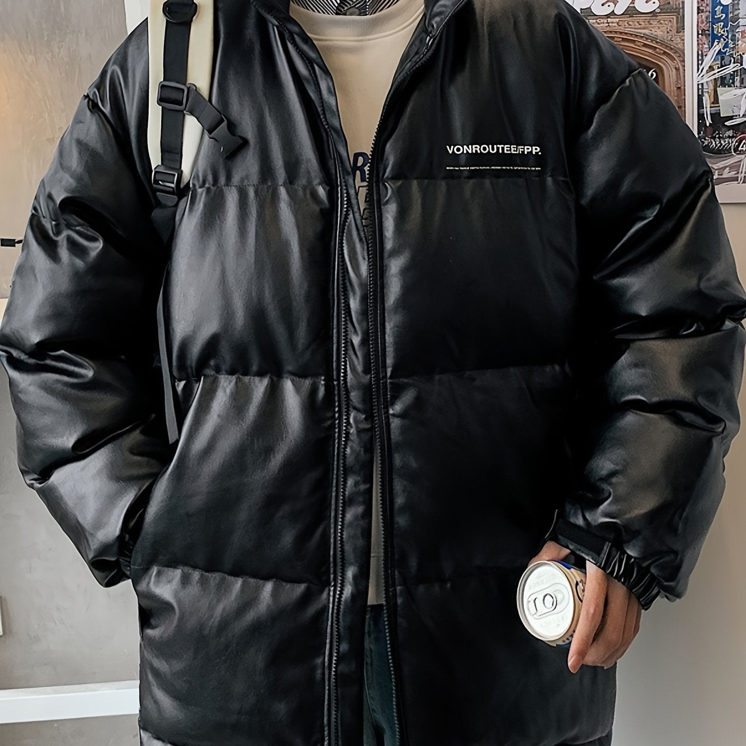 Men's Stand Collar Padded Jacket Casual Warm Soft Loose Winter Coat
