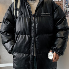 Men's Stand Collar Padded Jacket Casual Warm Soft Loose Winter Coat