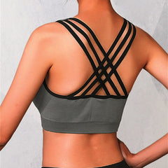 Stretchy Strappy Back Women's Sports Bra for Comfortable Workouts
