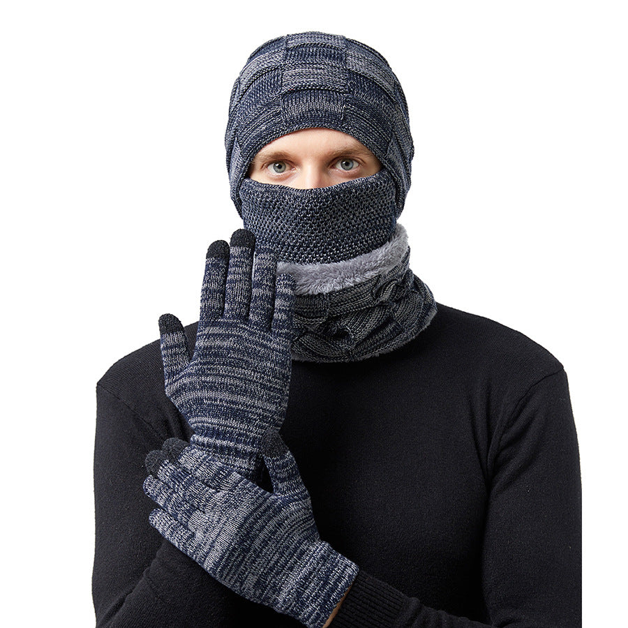 European/American Fleece Warm Hat Halter Mask Gloves Set