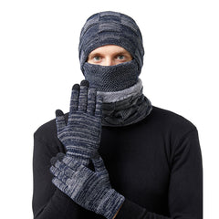 European/American Fleece Warm Hat Halter Mask Gloves Set