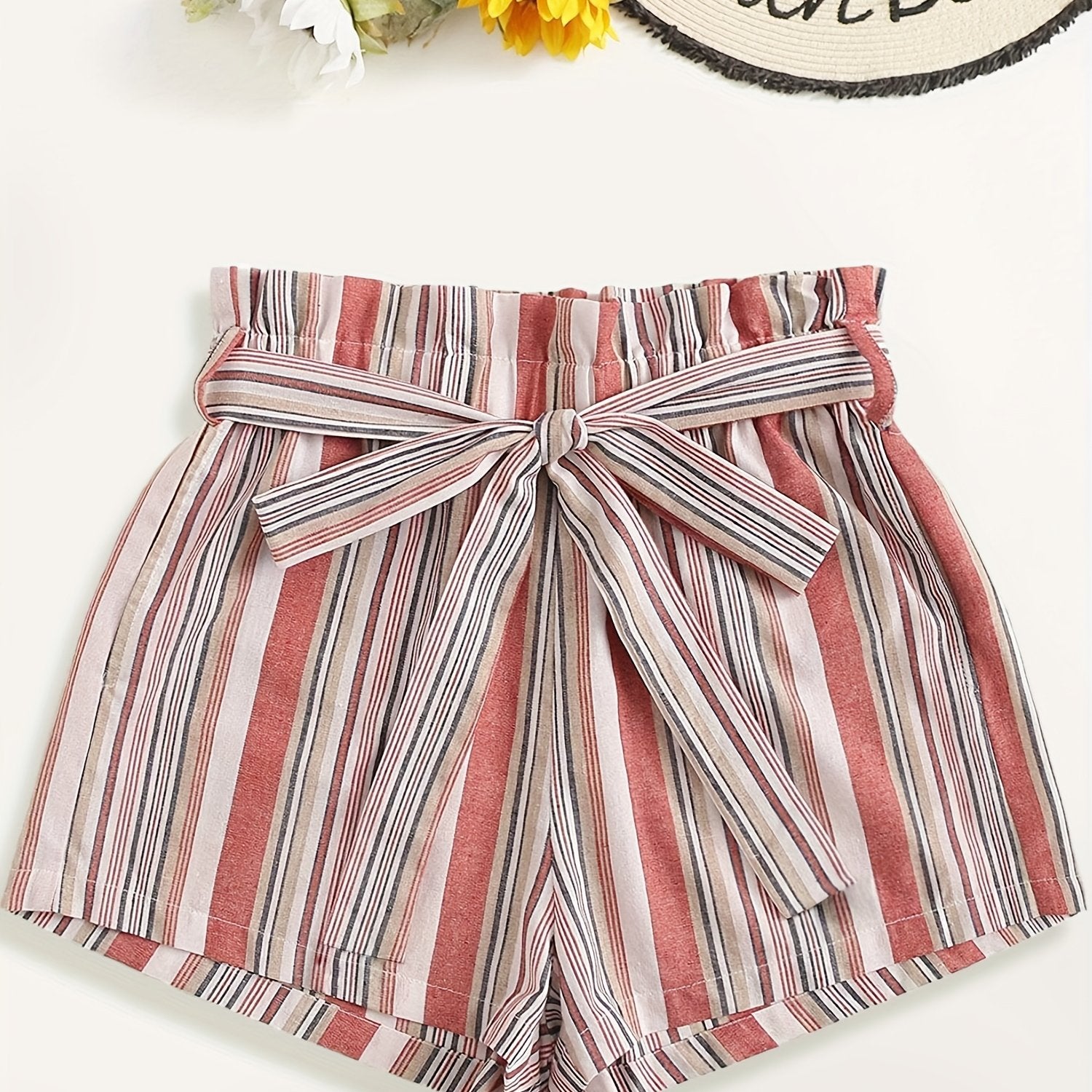 Striped Tie Waist Shorts Boho Shorts for Spring & Summer
