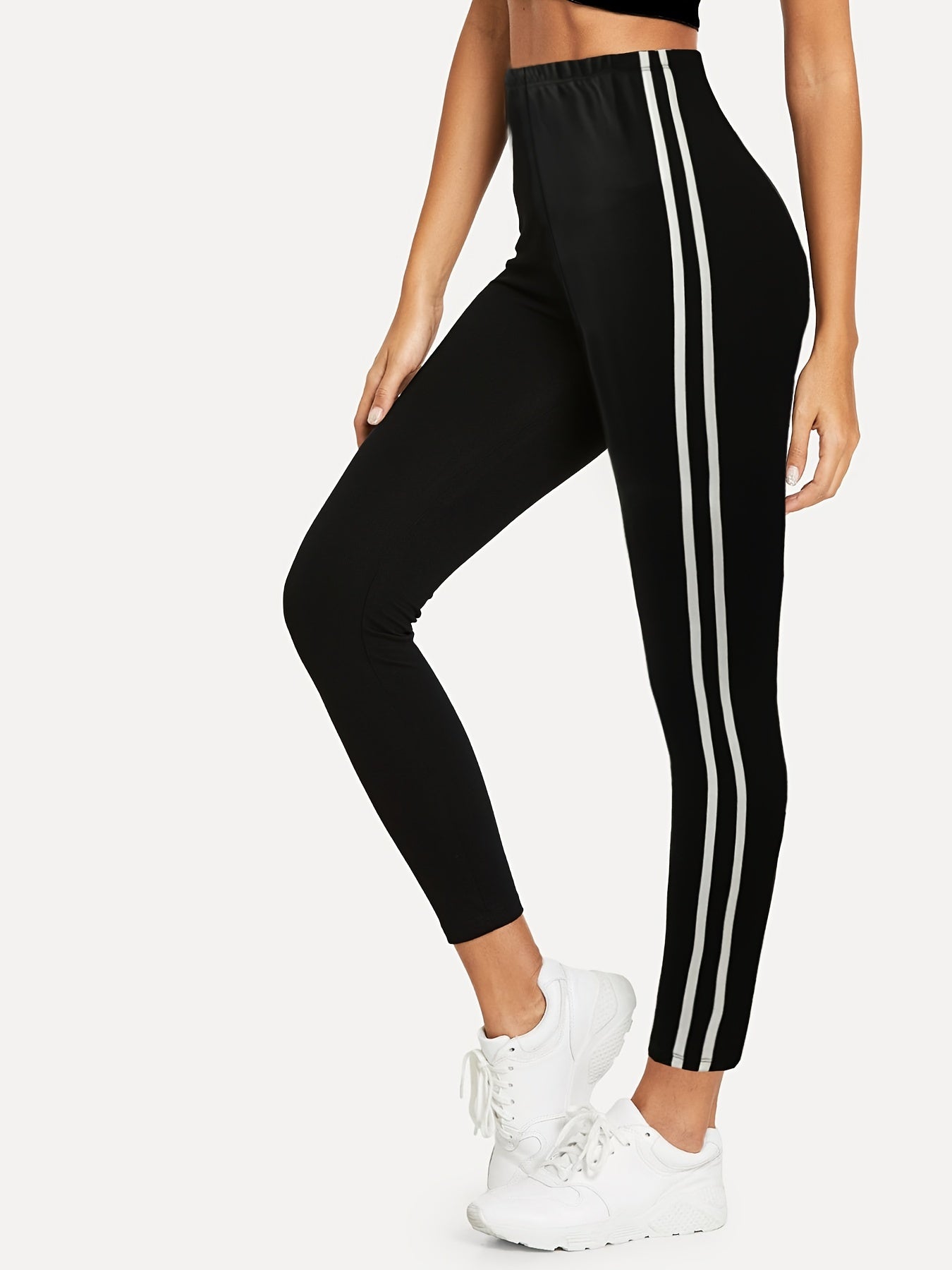 Contrast Trim Leggings Casual Sporty Leggings Women's Clothing