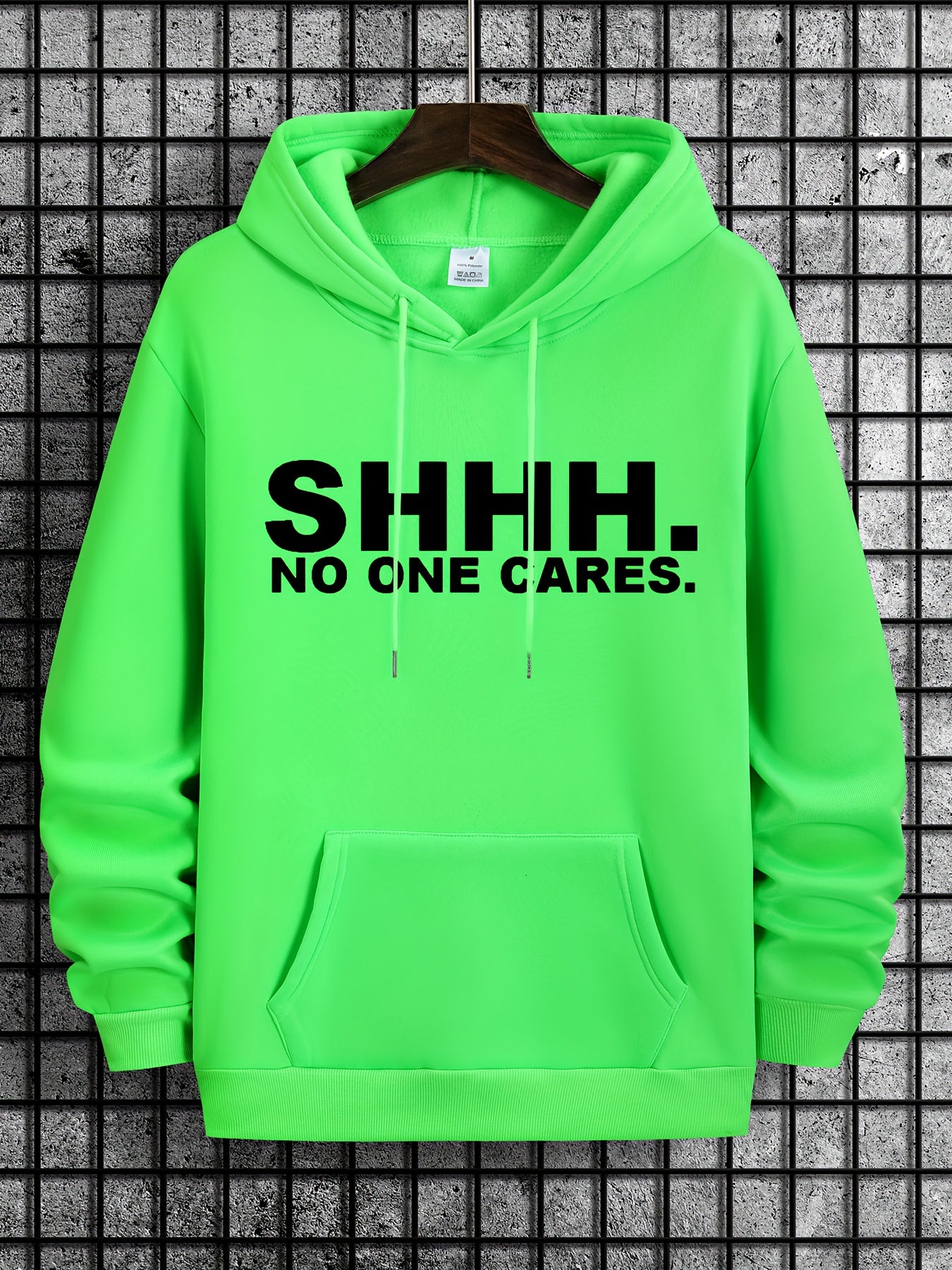 Funny Letter Print Hoodies For Men Graphic Sweatshirt With Kangaroo Pocket