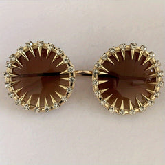 Round Rivet Decor Sunglasses Metal Hinge Glasses