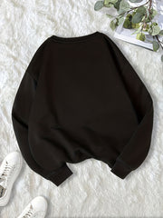 Smiling Face & Letter Print Crew Neck Sweatshirt