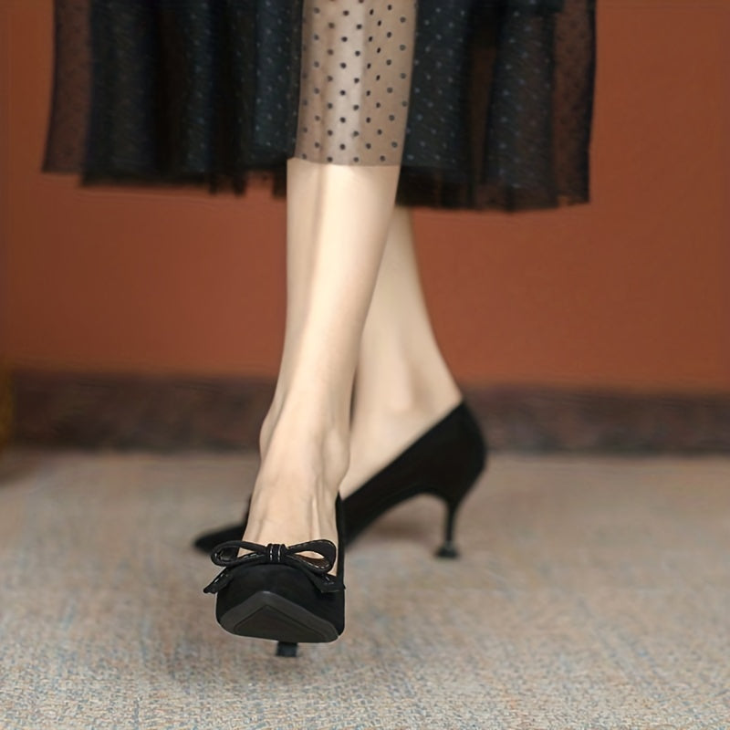 Bowknot Stiletto Heels Pointed Toe Dress Pumps Party Heels