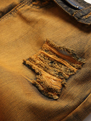 Men's Vintage Skinny Ripped Slim Fit Denim Jeans
