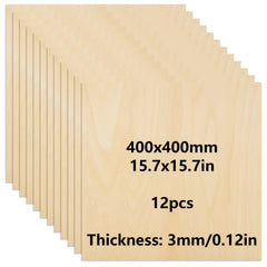 3mm Thick Plywood 15.7x15.7 Inch Craft Wood for Architectural Model Wood Carving