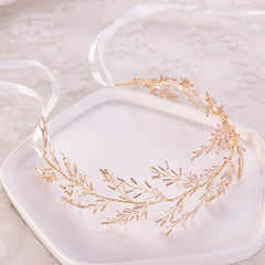 Golden Hair Vine Headband Bridal Tiara Wedding Hair Jewelry