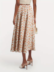 Floral Print Elastic Waist Casual Skirt for Spring & Summer