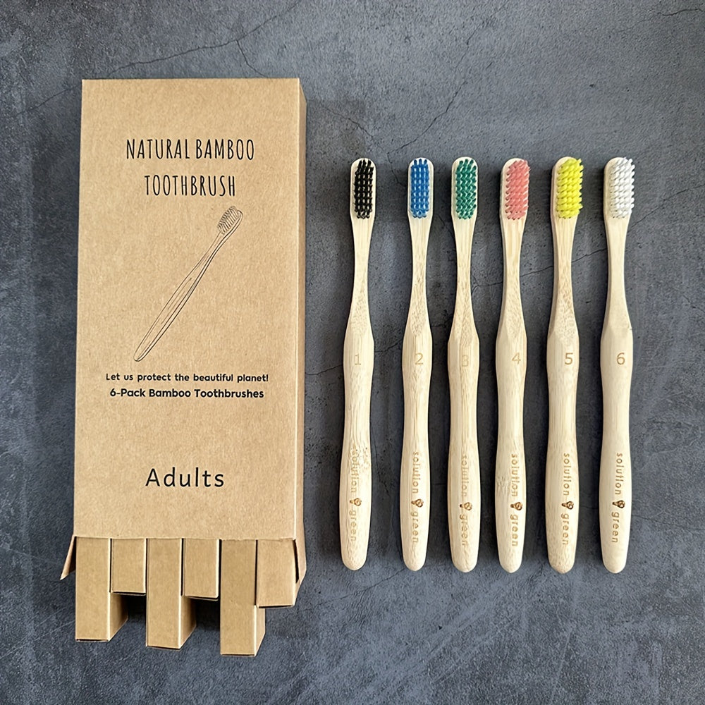 6 Pcs Bamboo Toothbrushes for Superior Oral Care