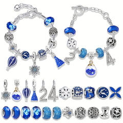 Xmas Advent Calendar Bracelets Charms Beads Kit 24 Days DIY Jewelry Making Gift